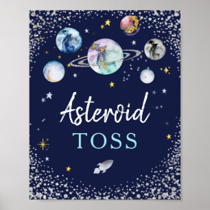 Asteroid Toss Space Galaxy Birthday Party  Poster