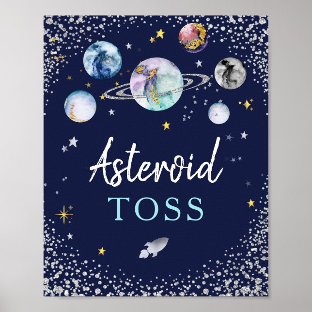 Asteroid Toss Space Galaxy Birthday Party  Poster (Front)