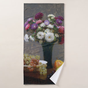 Asters and Fruit, Henri Fantin-Latour Bath Towel