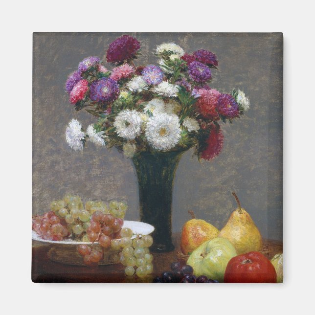 Asters and Fruit, Henri Fantin-Latour Magnet (Front)