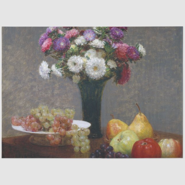 Asters and Fruit, Henri Fantin-Latour Tissue Paper (Front)