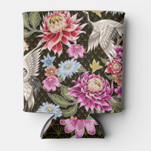 Asters Cranes: Painted Seamless Japanese Style Can Cooler