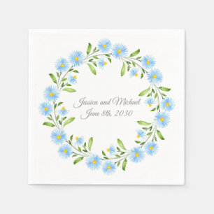 Asters Watercolor Floral Wreath Napkin