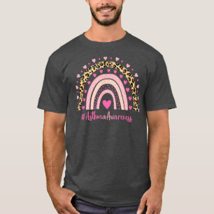 Asthma Awareness Pink Heart Leopard Rainbow Asthma T-Shirt