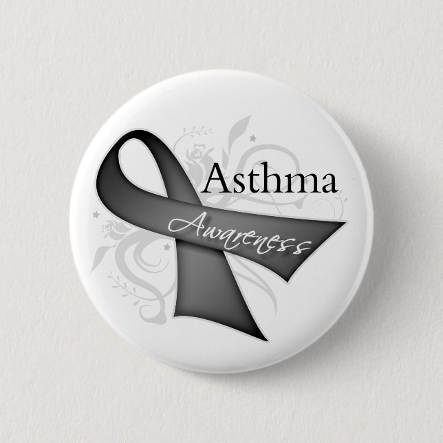 Asthma Awareness Ribbon 6 Cm Round Badge (Front)