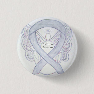 Asthma Awareness Ribbon Angel Custom Button Pins