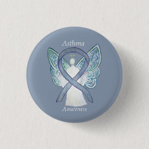 Asthma Awareness Ribbon Angel Custom Button Pins