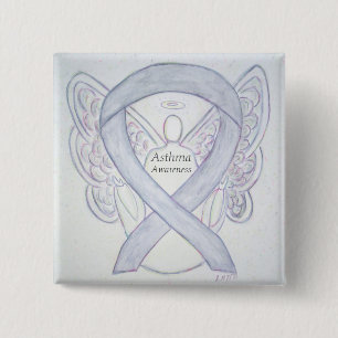 Asthma Awareness Ribbon Angel Custom Button Pins