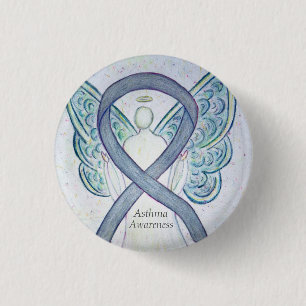 Asthma Awareness Ribbon Angel Customised Art Pin