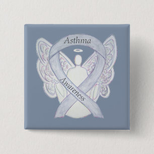 Asthma Awareness Ribbon Angel Customised Art Pin