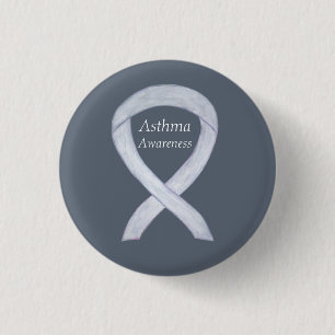 Asthma Awareness Ribbon Custom Art Pin Buttons