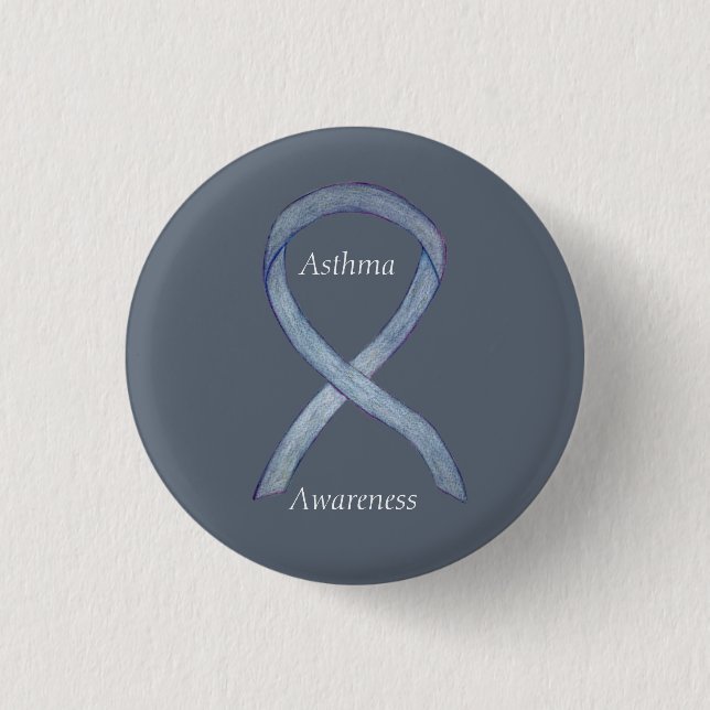 Asthma Awareness Ribbon Customised Button Pins (Front)