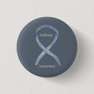 Asthma Awareness Ribbon Customised Button Pins