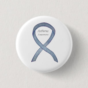 Asthma Awareness Ribbon Customised Button Pins