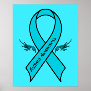 Asthma Awareness Ribbon with Wings Poster
