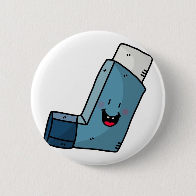 Asthma Inhaler happy cartoon 6 Cm Round Badge (Front)