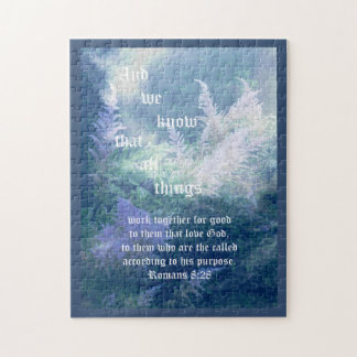 Astilbe Blue Mist Romans 8:28 Jigsaw Puzzle