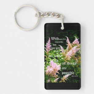 Astilbe with Mark 10:27 Key Ring