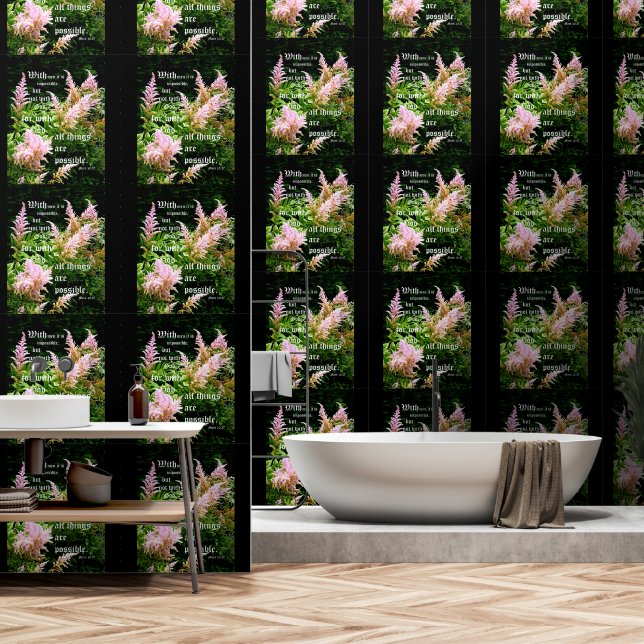 Astilbe with Mark 10:27 Wallpaper (Bathroom)