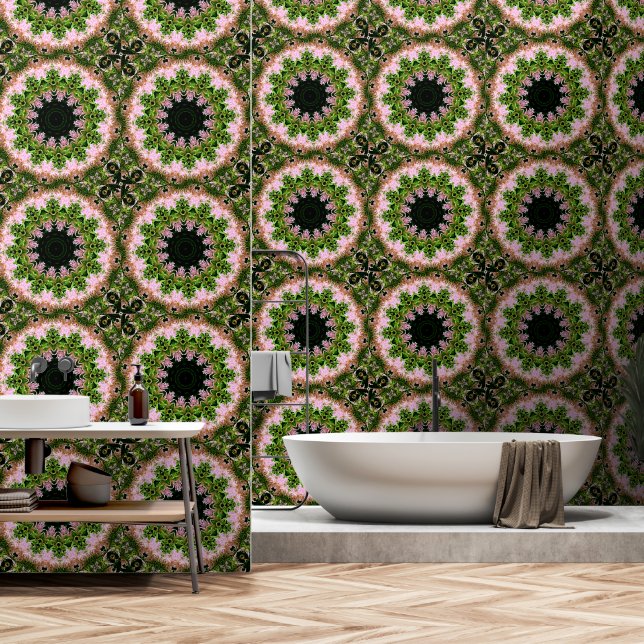 Astilbe Wreath Wallpaper (Bathroom)