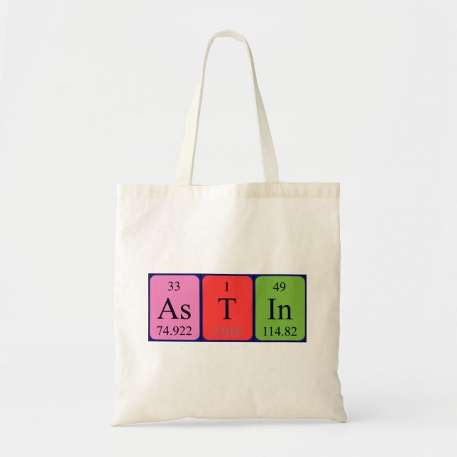 Astin periodic table name tote bag (Front)