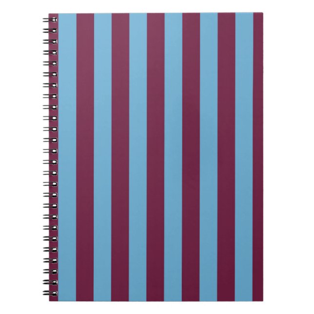 Aston Villa stripes football club colours premier  Notebook (Front)