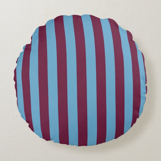 Aston Villa stripes football club colours premier  Round Cushion (Front)