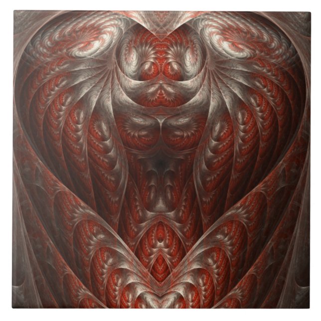 Astonish Me Red Abstract Heart Design Ceramic Tile (Front)