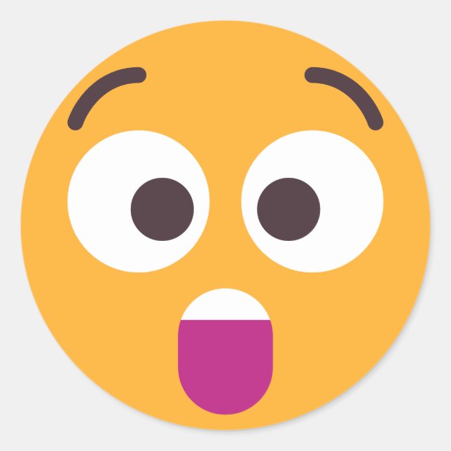Astonished Face Cute and Fun Editable Colours Emoj Classic Round Sticker (Front)