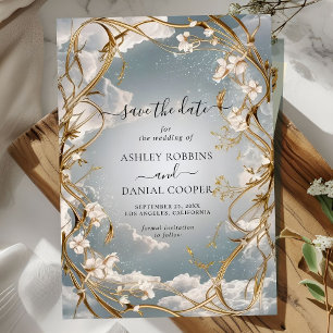 Astonishing Art Nouveau Gold florals Save The Date Invitation