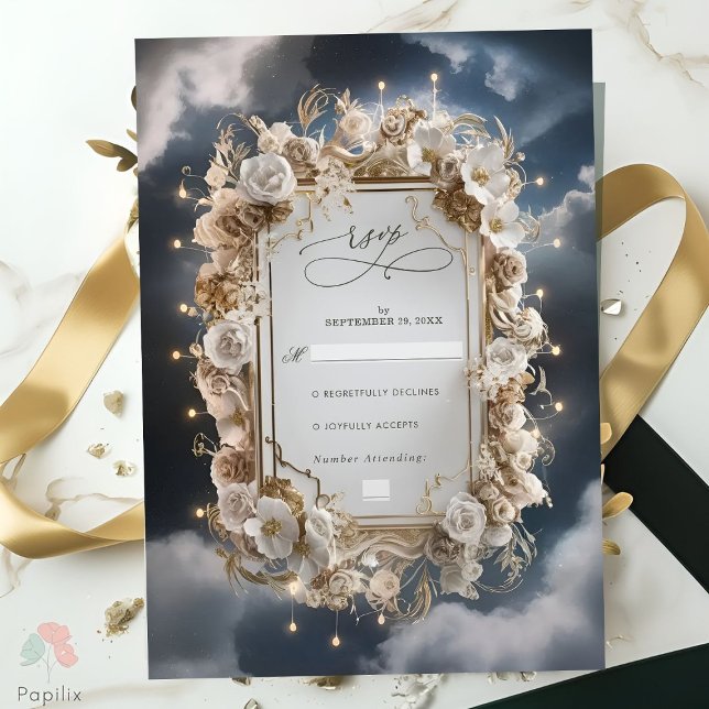 Astonishing Magical Lights Calligraphy Wedding RSVP Card (Creator Uploaded)