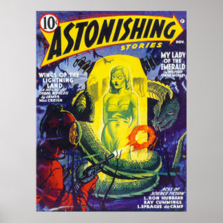 ASTONISHING STORIES Vintage Pulp Magazine Cover Poster