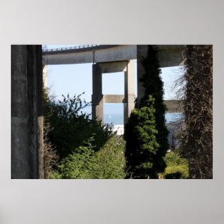 Astoria-Megler Bridge  With A Sailboat Poster
