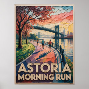 Astoria Morning Run Impasto Painting Poster