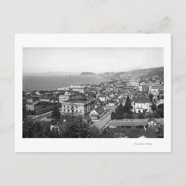 Astoria, Oregon Business Section and Waterfront Postcard (Front)