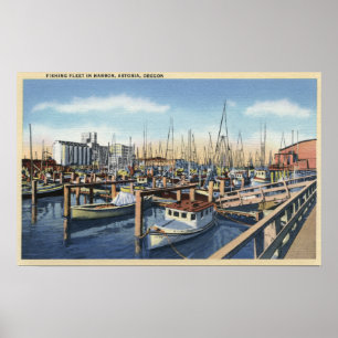 Astoria, Oregon - Fishing Fleet in Harbor Poster