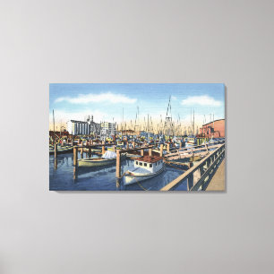 Astoria, Oregon - Fishing Fleet in Harbour Canvas Print