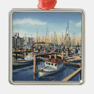 Astoria, Oregon - Fishing Fleet in Harbour Metal Tree Decoration