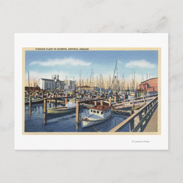 Astoria, Oregon - Fishing Fleet in Harbour Postcard (Front)