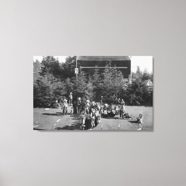 Astoria, Oregon Indian War Dance at Centennial Canvas Print (Front)