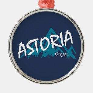Astoria Oregon Mountains Metal Tree Decoration