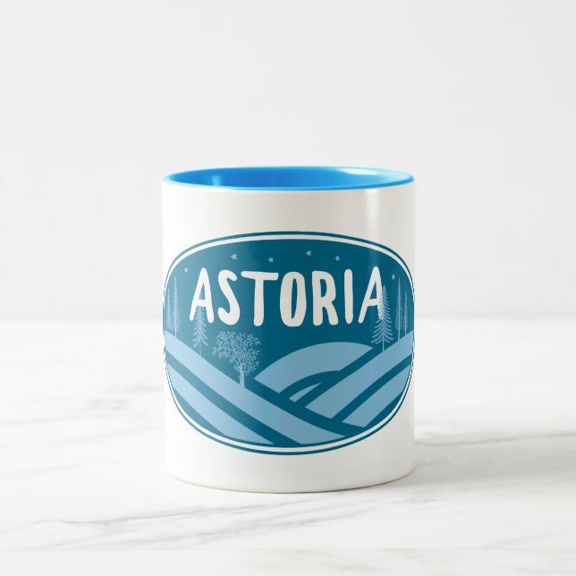Astoria Oregon Outdoors Two-Tone Coffee Mug (Center)