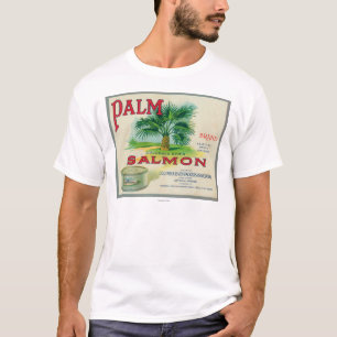 Astoria, Oregon - Palm Salmon Case Label T-Shirt