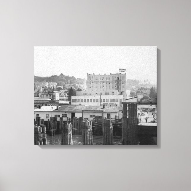 Astoria, Oregon Scene with Ferry Slip Canvas Print (Front)