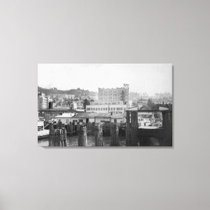 Astoria, Oregon Scene with Ferry Slip Canvas Print