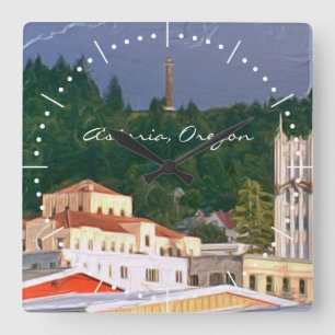 Astoria Oregon Square Wall Clock