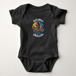 Astoria Oregon Stained Glass Octopus Baby Bodysuit