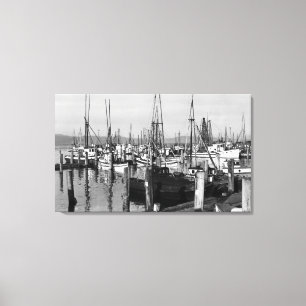 Astoria, Oregon Waterfront View of Fishing Fleet Canvas Print