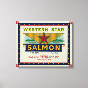 Astoria, Oregon - Western Star Salmon Case Label Canvas Print