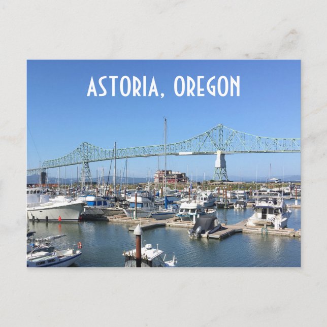 Astoria, Oregon, with bridge and marina Postcard (Front)